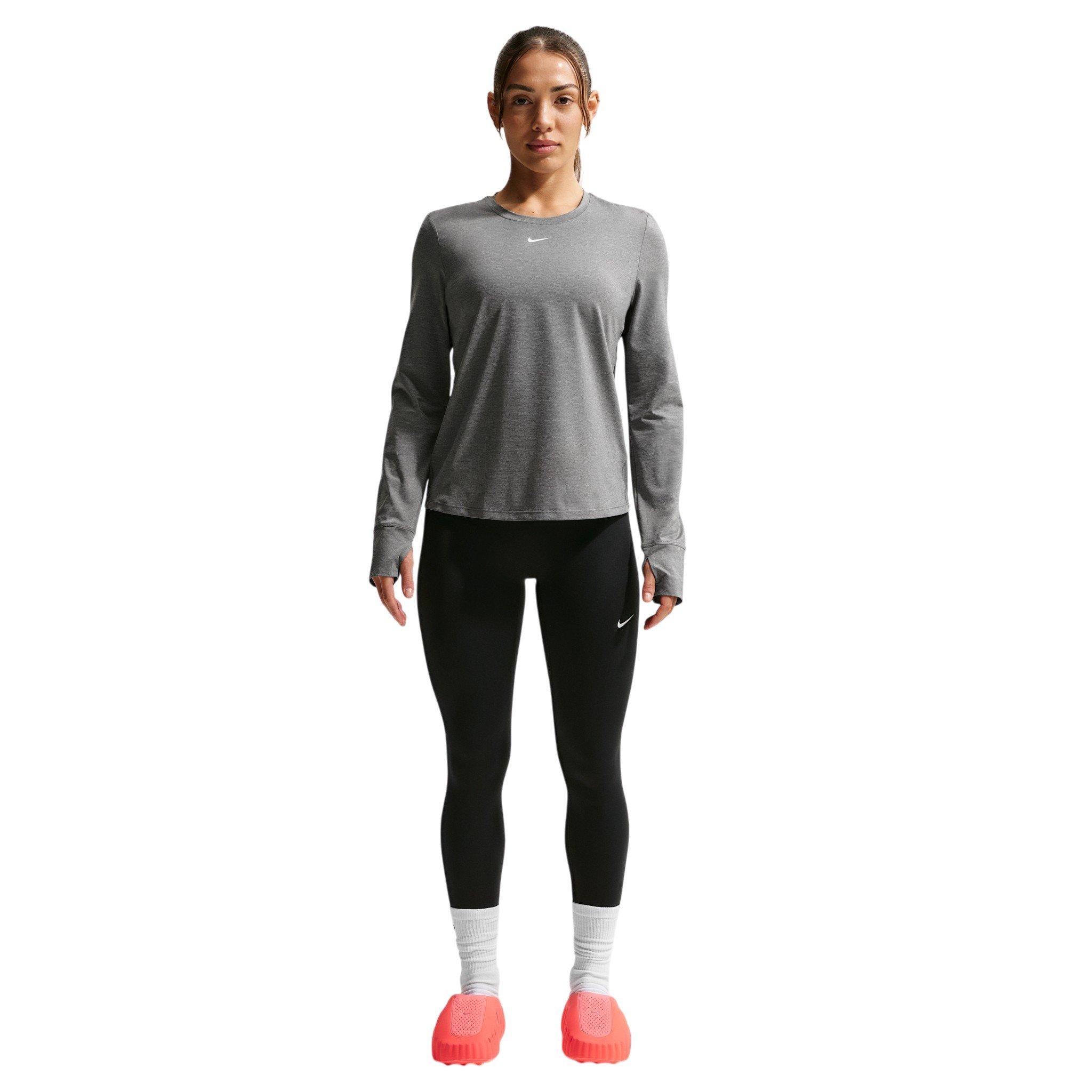 Nike Women's One Classic Dri-FIT Long Sleeve Top - Grey/White - GREY/WHITE
